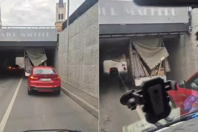 Pasajul Magheru, blocat de un șofer care nu a respectat înălțimea prevăzută